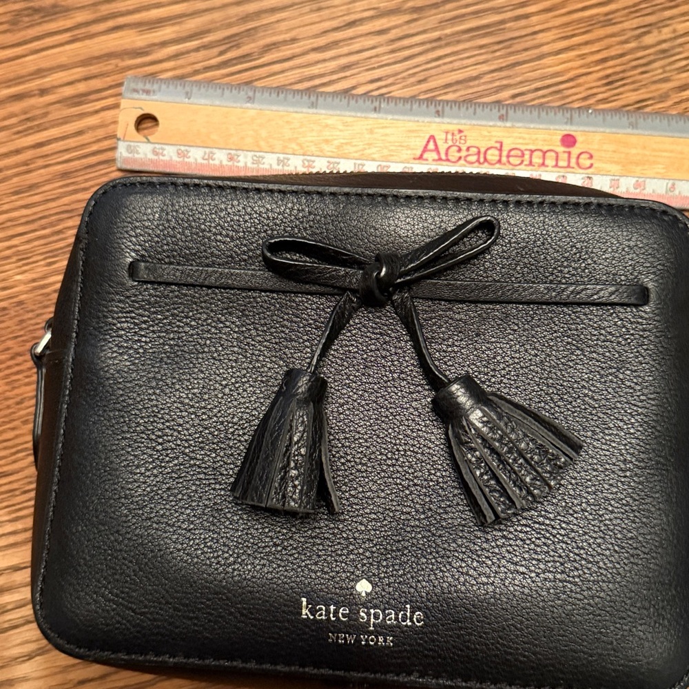 Kate Spade Black Leather Pouch with Tassels